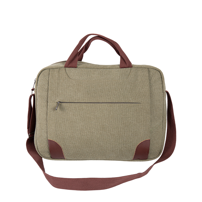 Laptop messenger bag - canvas crossbody balikat bag na may maraming mga compartment - berde