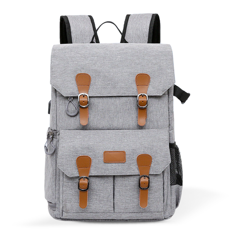 Malaking Kagamitan sa Kagamitan ng Kapasidad na Backpack na may Waterproof Rain Cover, na angkop para sa 15.6-pulgada na laptop at DSLR camera (madilim na kulay-abo)