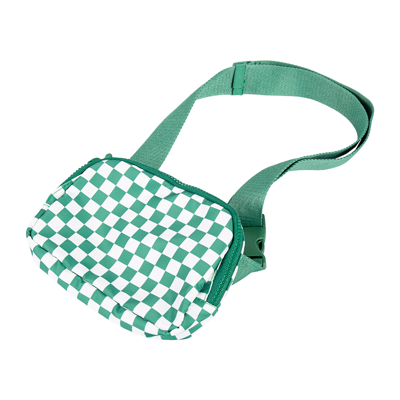 Checkerboard print crossbody waist bag